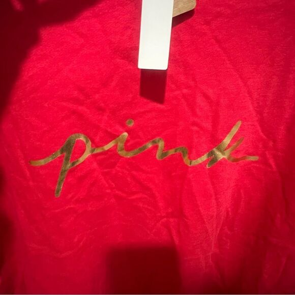 NWT Victoria's Secret PINK Fleece HOODIE Sweatshirt Dress Red‎  xs oversized - Picture 2 of 7